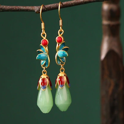 🔥Vente✨chaude ancienne conçu Hetian Jade boucles d’oreilles