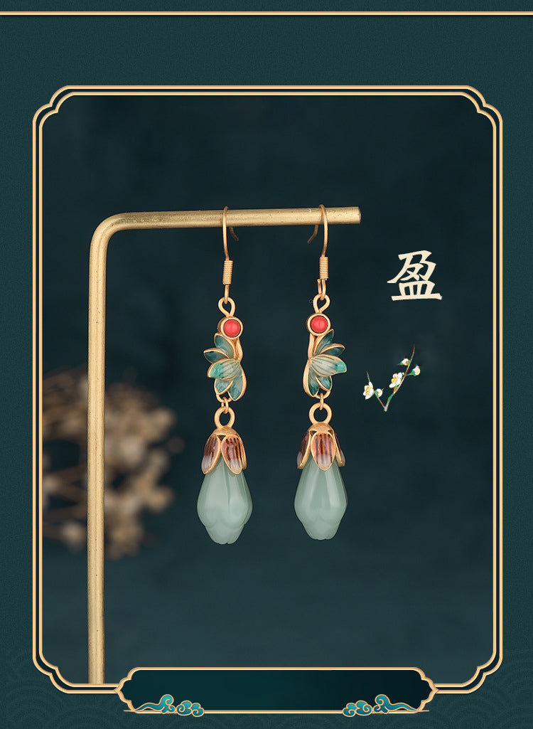 🔥Vente✨chaude ancienne conçu Hetian Jade boucles d’oreilles