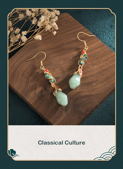 🔥Vente✨chaude ancienne conçu Hetian Jade boucles d’oreilles