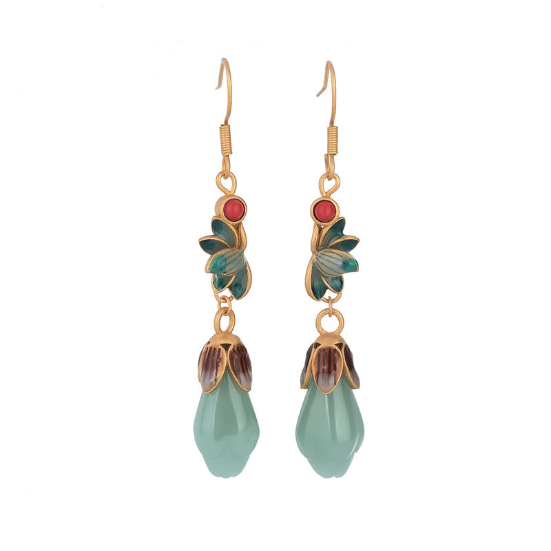 🔥Vente✨chaude ancienne conçu Hetian Jade boucles d’oreilles