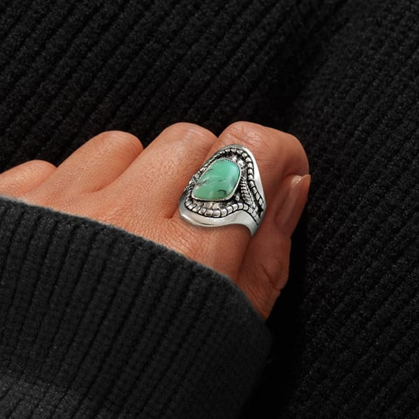 🔥 Bague en argent sterling à feuilles de turquoise