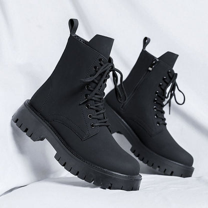 ⏳Dernier jour pour 49% de réduction⏳Bottes pour homme avec fermeture éclair latérale en cuir Noir