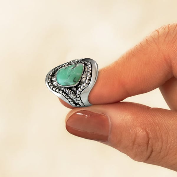 🔥 Bague en argent sterling à feuilles de turquoise