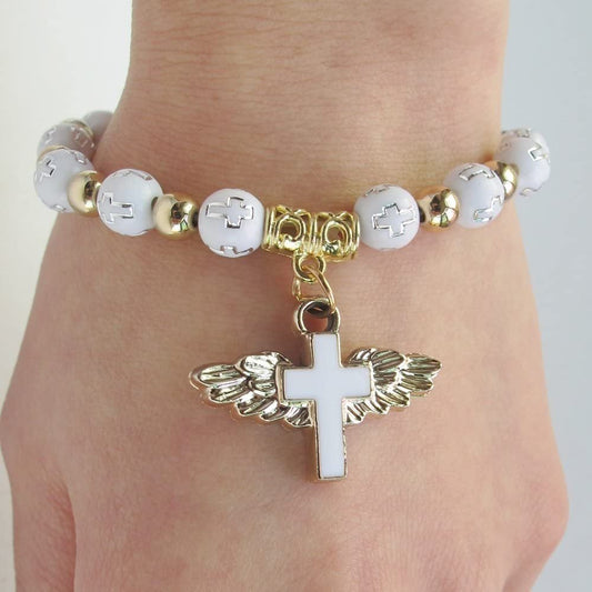 🔥49% de réduction🔥Bracelet Croix-Ailes d'Ange