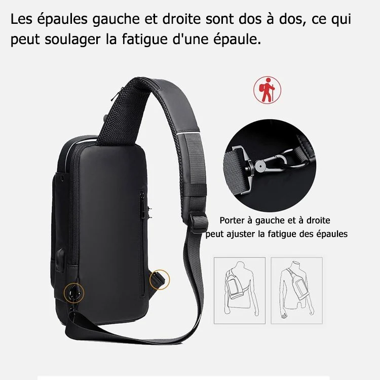 🔥Sac à bandoulière antivol avec chargement USB