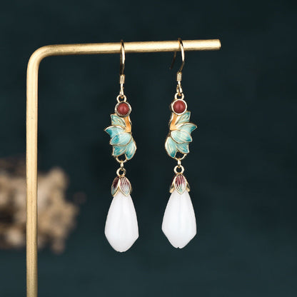 🔥Vente✨chaude ancienne conçu Hetian Jade boucles d’oreilles