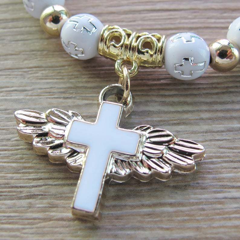 🔥49% de réduction🔥Bracelet Croix-Ailes d'Ange