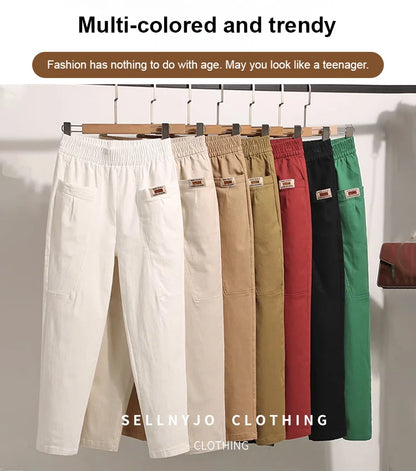 Pantalon en coton à taille élastique pour femme