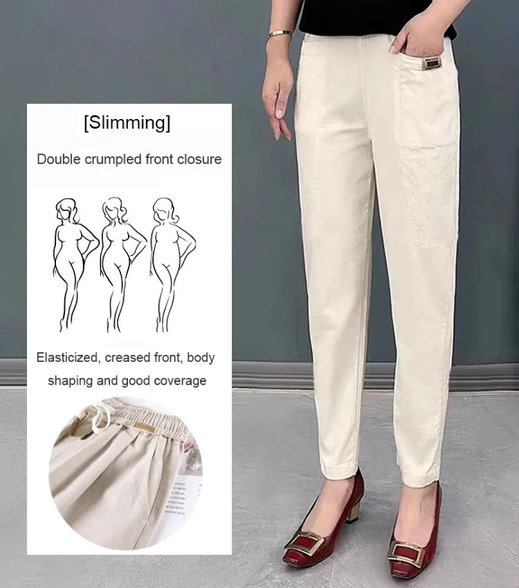 Pantalon en coton à taille élastique pour femme